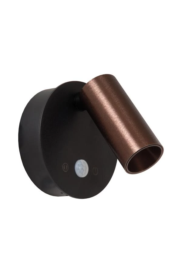 Lucide TONI - wiederaufladbare Wandstrahler / Wandleuchte - Akku/Batterie - Ø 8,1 cm - LED Dim. - CCT - 1x2W 2700K/4000K - Bewegungssensor (Abschaltbar) - Magnetisch - Kaffee - ausgeschaltet
